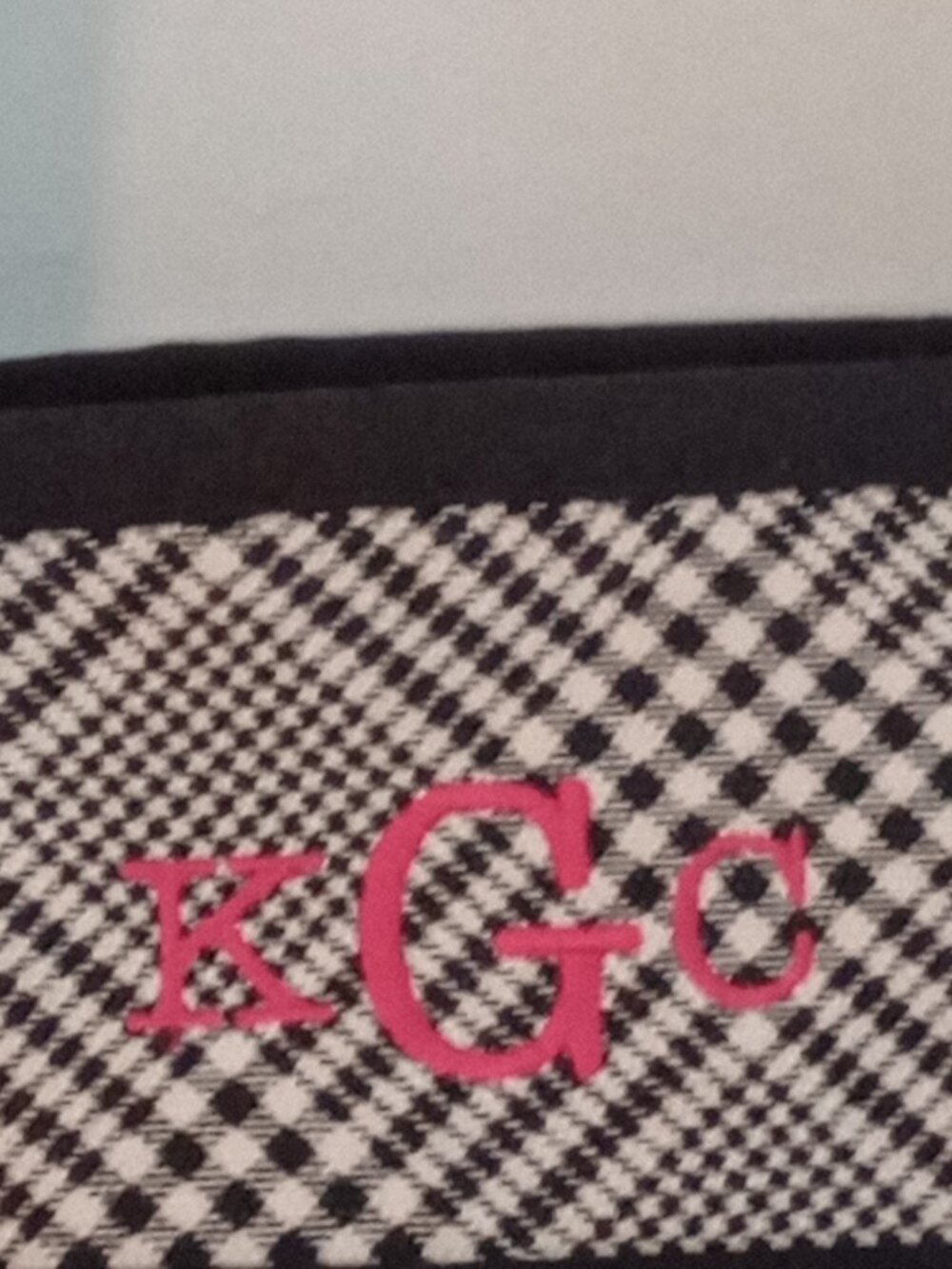 Lands' End Plaid Canvas Tote Bag Monogrammed KGc - Picture 4 of 15